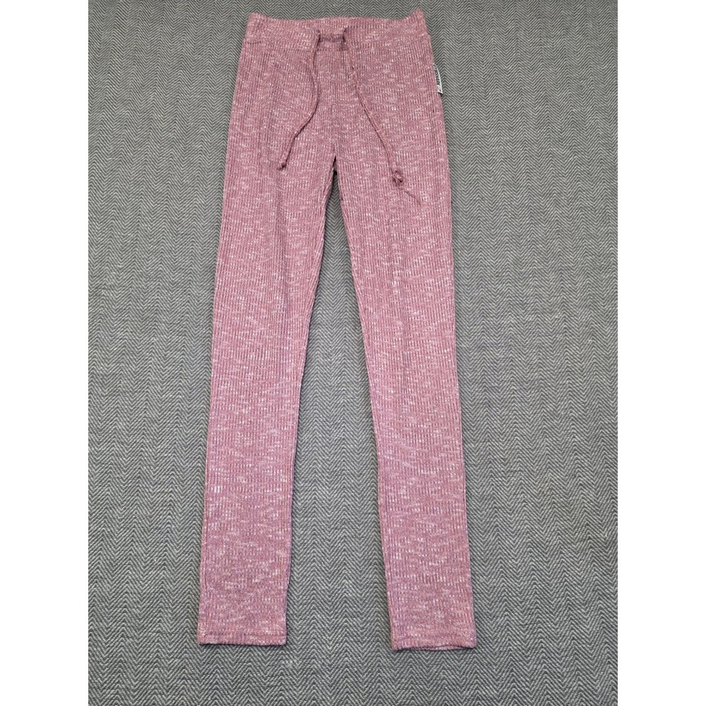 Gymshark Womens XS Ribbed Knit Leggings Marled Pink High Rise Drawstring Pants